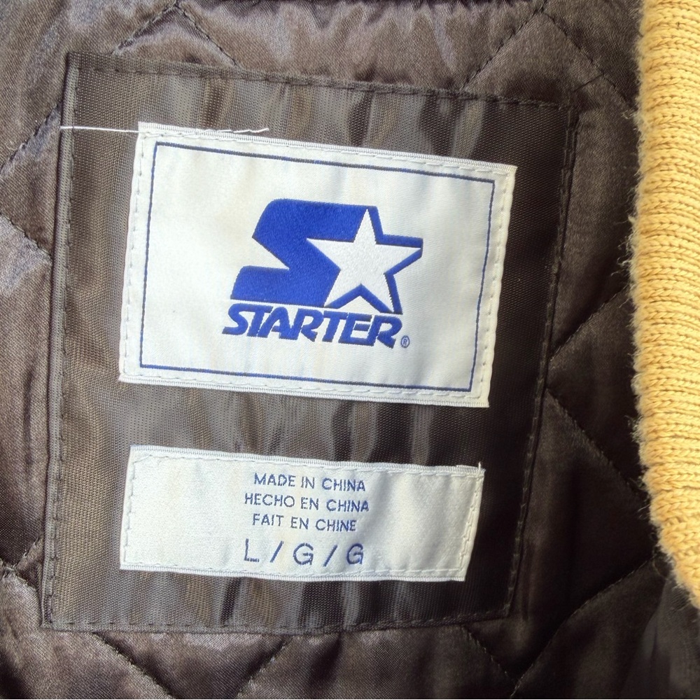 Vintage STARTER New Orleans Saints NFL Black & Gold L Varsity Bomber Jacket T1 - Picture 6 of 8